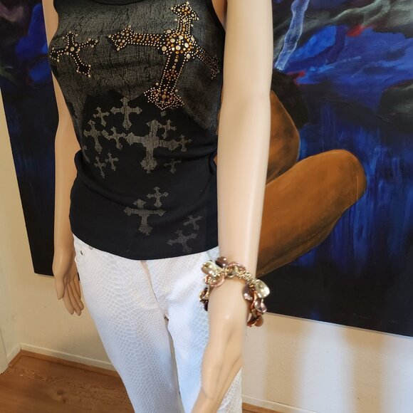 Stretchy Gold Bronze colored Bracelet Elegant Fun Classy - Picture 12 of 13